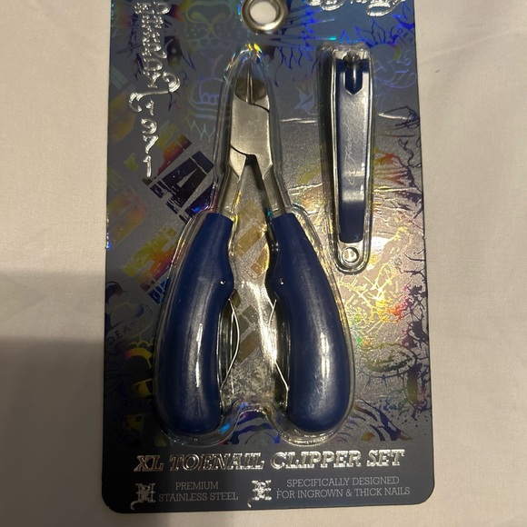 Ed Hardy 2 pc Xl Clipper Set Toenail Fingernail Ingrown Nail Grooming Set Blue - Picture 5 of 11